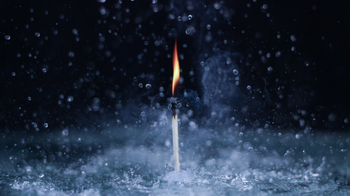 White and Red Lighted Candle. Wallpaper in 1366x768 Resolution