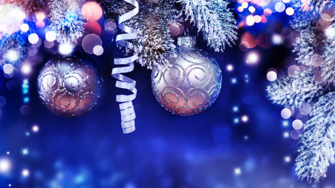 Weihnachten, Neujahr, Christmas Ornament, Blau, Baum. Wallpaper in 1280x720 Resolution