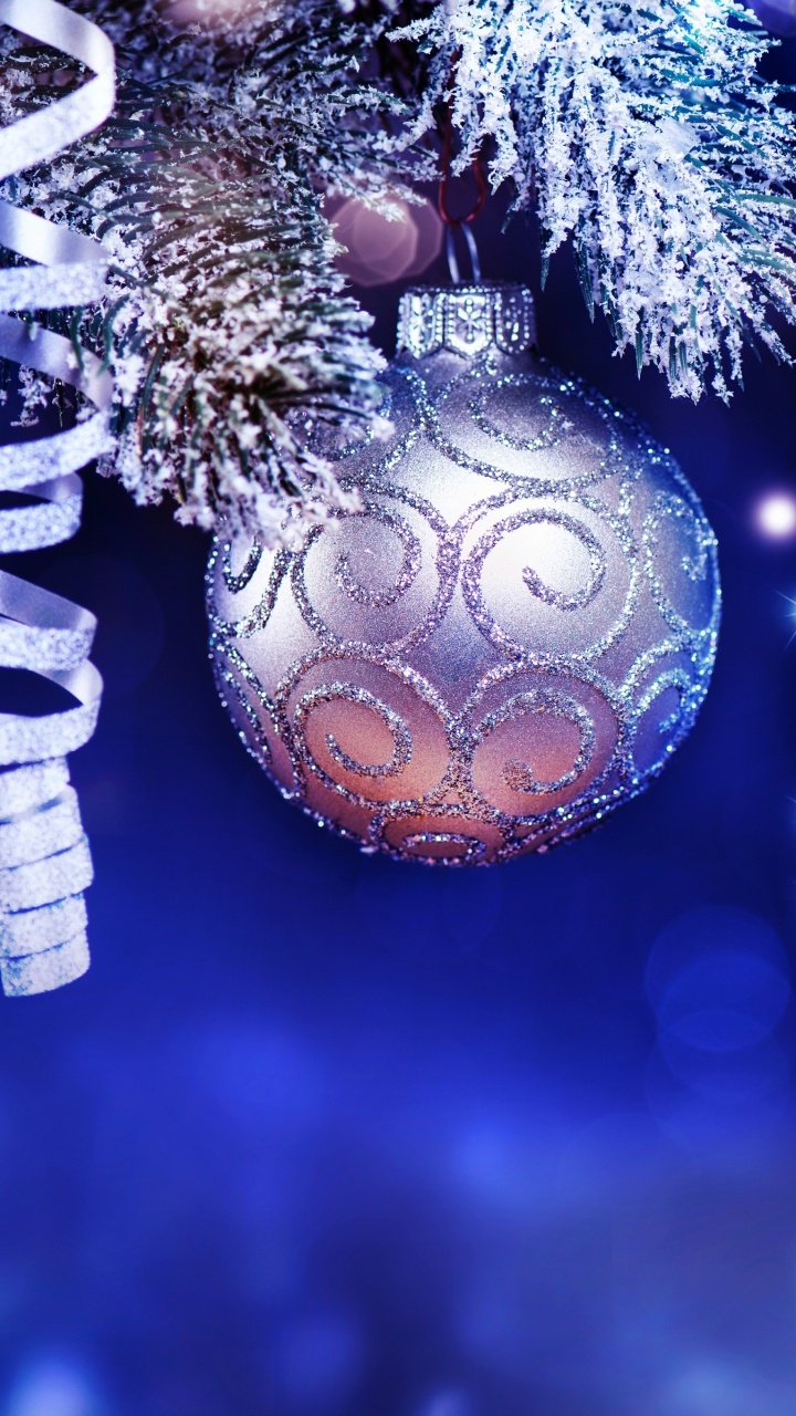 Weihnachten, Neujahr, Christmas Ornament, Blau, Baum. Wallpaper in 720x1280 Resolution