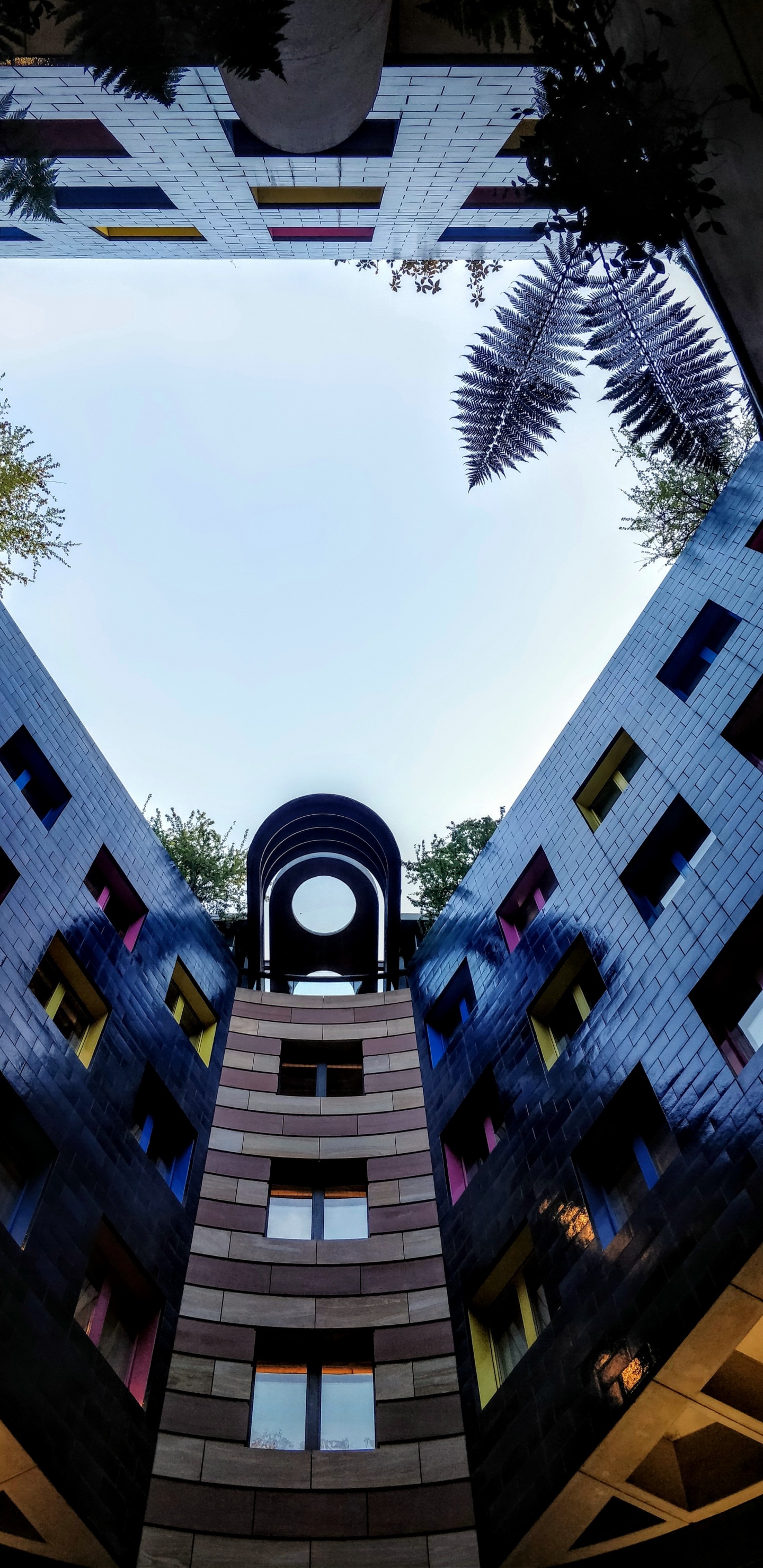 Bâtiment en Béton Bleu et Blanc. Wallpaper in 1440x2960 Resolution