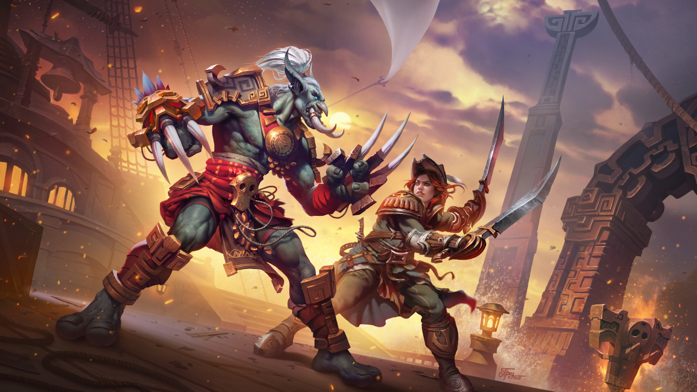 Zandalari-Troll, World of Warcraft Klassiker, Blizzard Entertainment, Cartoon, Kunst. Wallpaper in 1366x768 Resolution