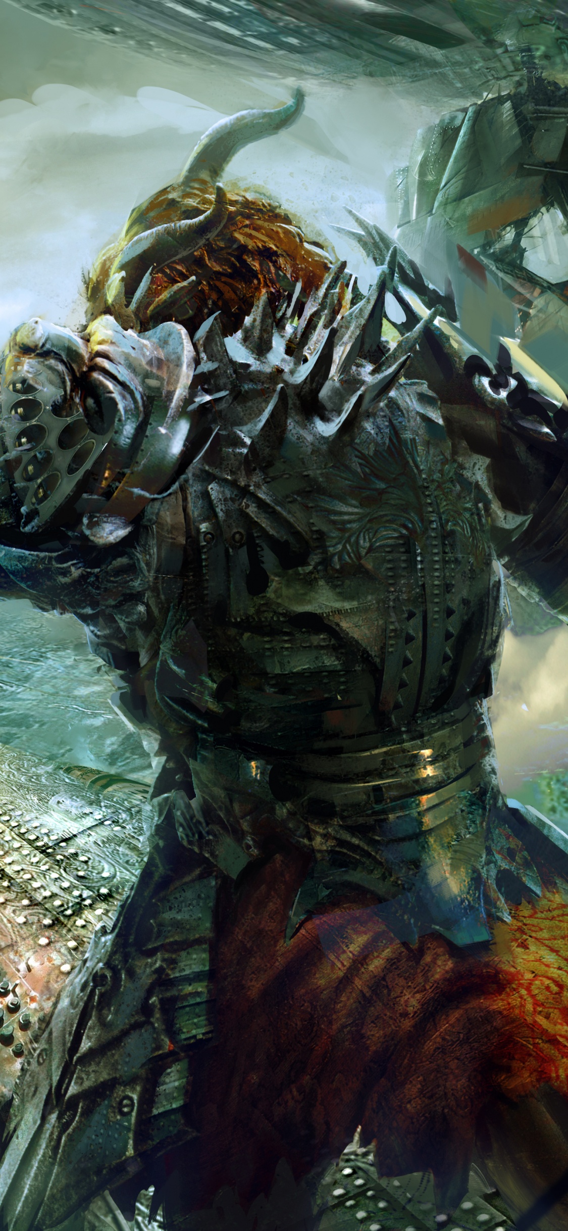 Mann im Schwarz-weißen Anzug Reitet Auf Weißem Pferd. Wallpaper in 1125x2436 Resolution