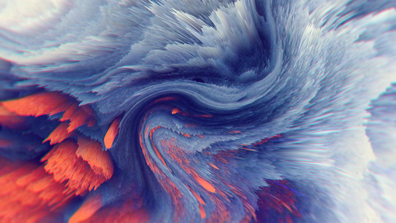 Peinture Abstraite Bleu Rouge et Blanc. Wallpaper in 1366x768 Resolution