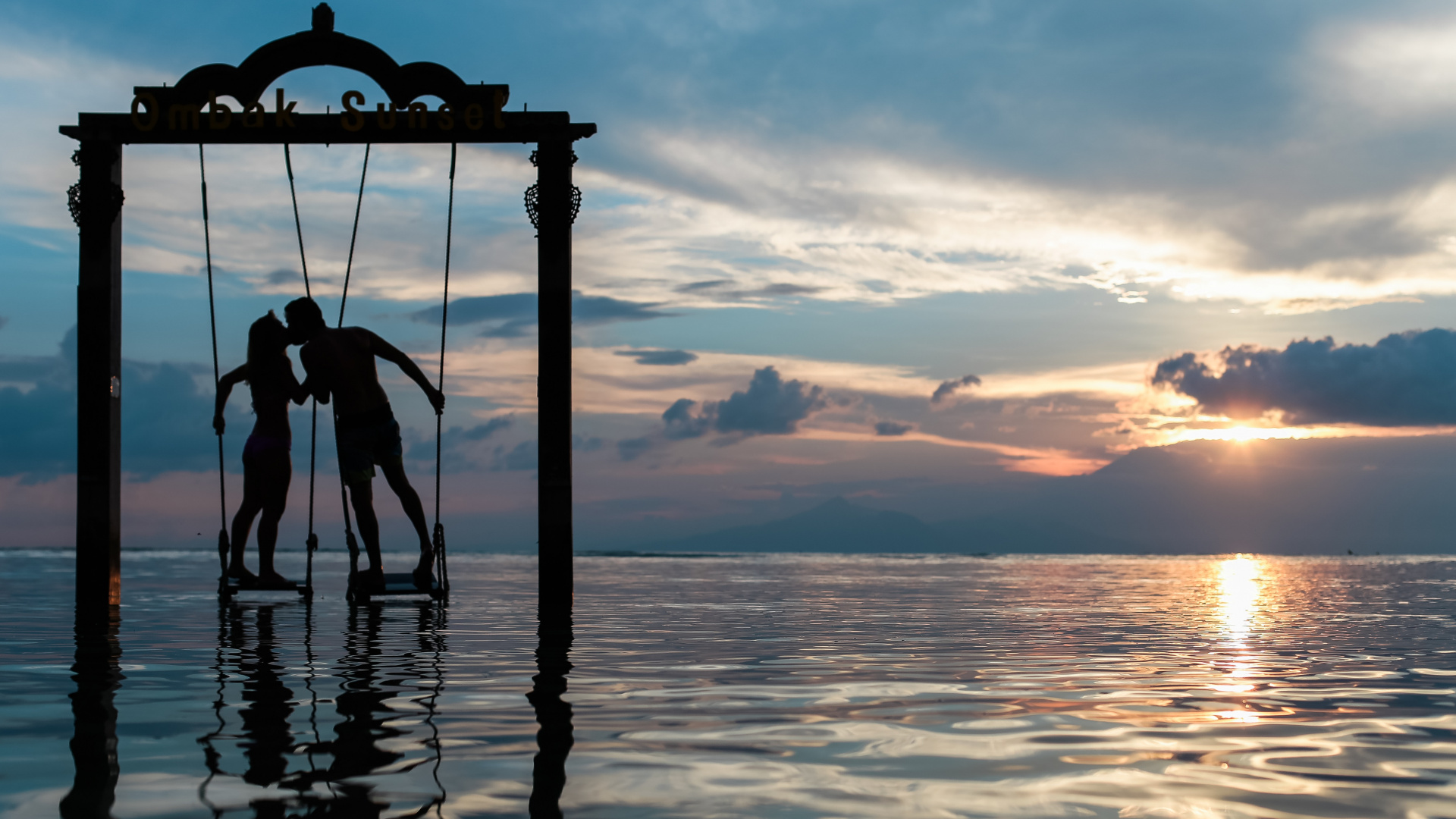 Sea, Sunset, Water, Reflection, Horizon. Wallpaper in 1920x1080 Resolution