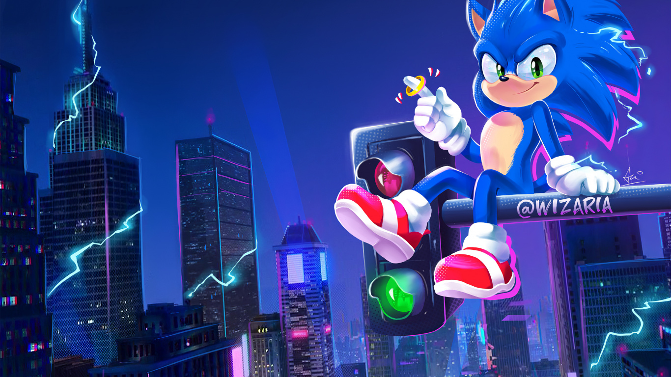 Sonic Movie Art, Sonic The Hedgehog, Fan Art, Art, Animation. Wallpaper in 1366x768 Resolution