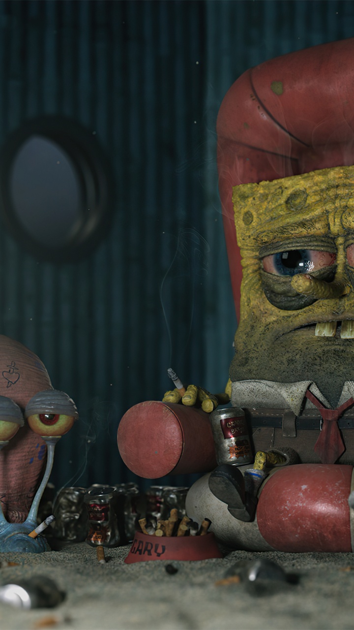 Sponge Bob, Tired Spongebob, Squidward, SpongeBob SquarePants, Patrick Star. Wallpaper in 720x1280 Resolution