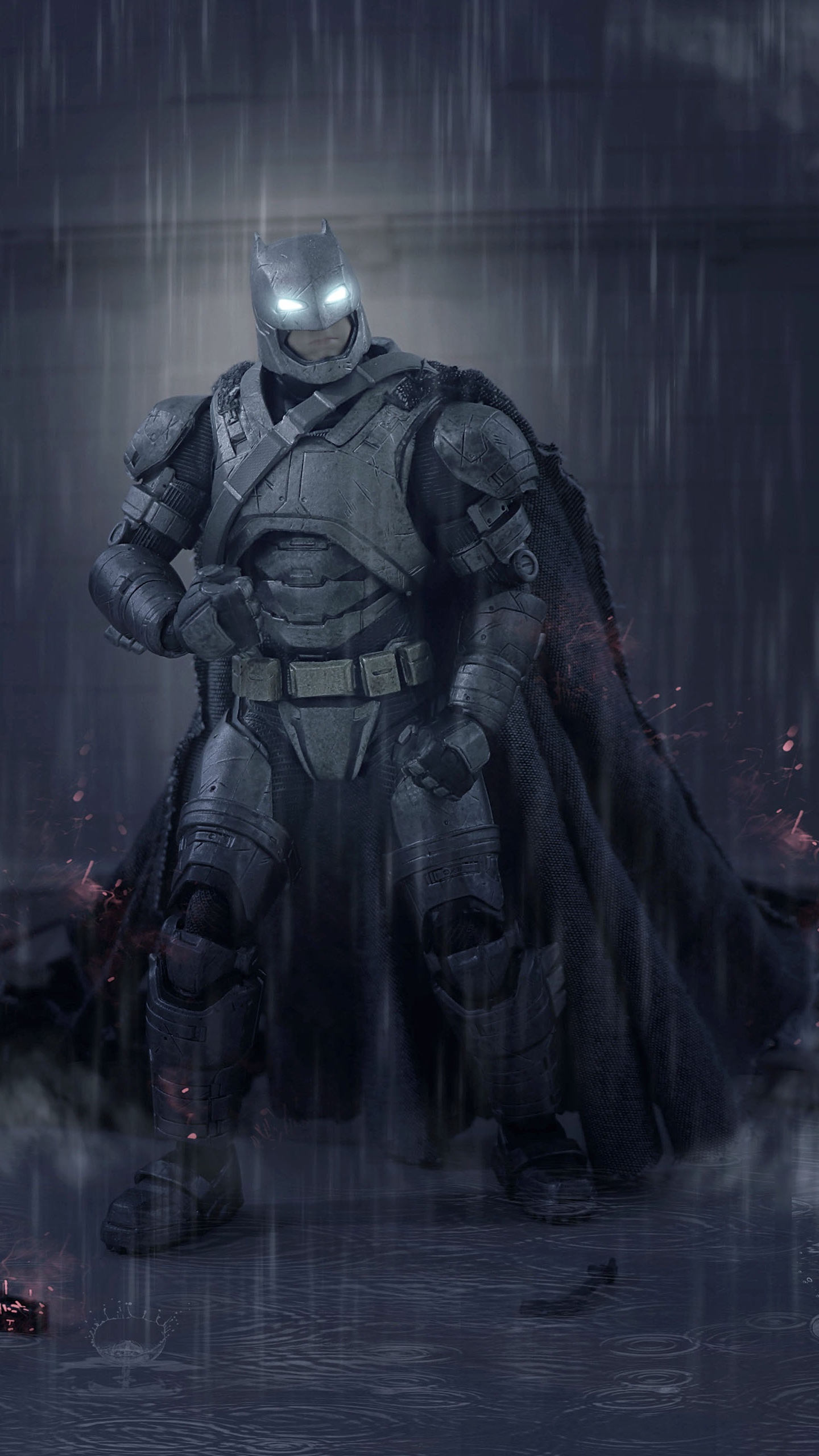 Man in Black Coat Standing on Water. Wallpaper in 1440x2560 Resolution