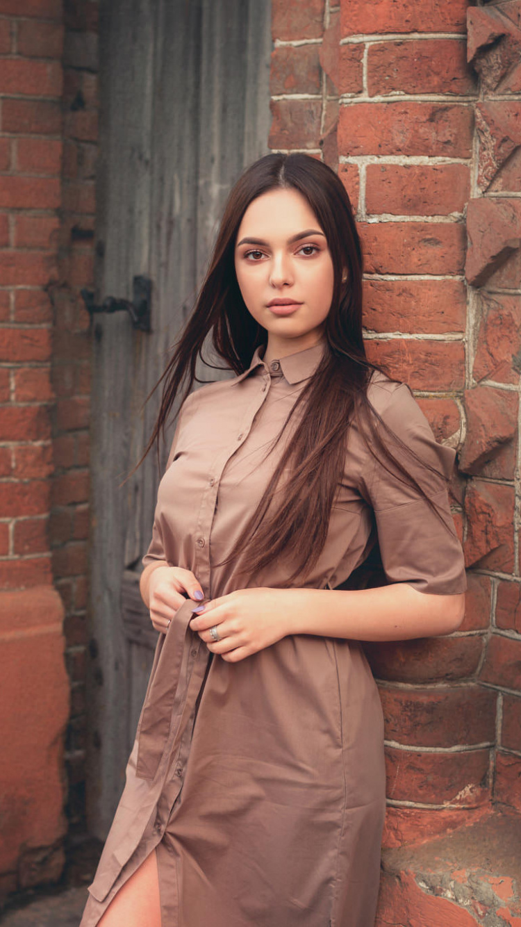 Portrait, Brickwork, Brick, Wall, Beauty. Wallpaper in 750x1334 Resolution
