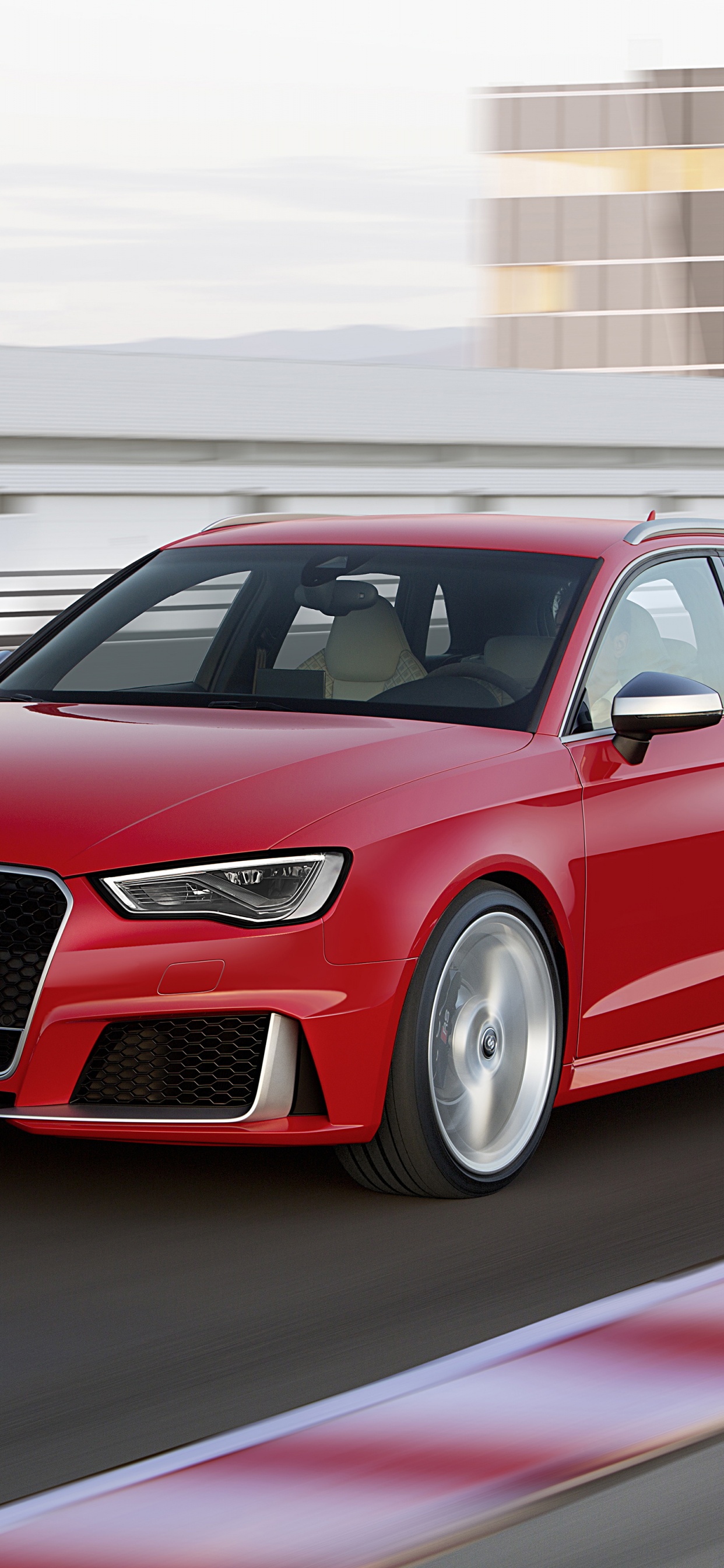 Red Audi a 4 on Road. Wallpaper in 1242x2688 Resolution