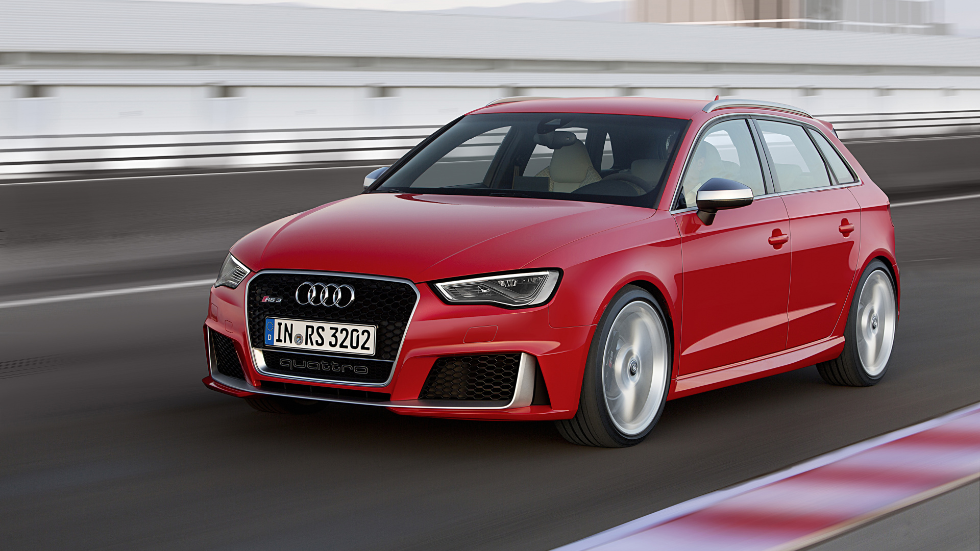 Red Audi a 4 on Road. Wallpaper in 1920x1080 Resolution