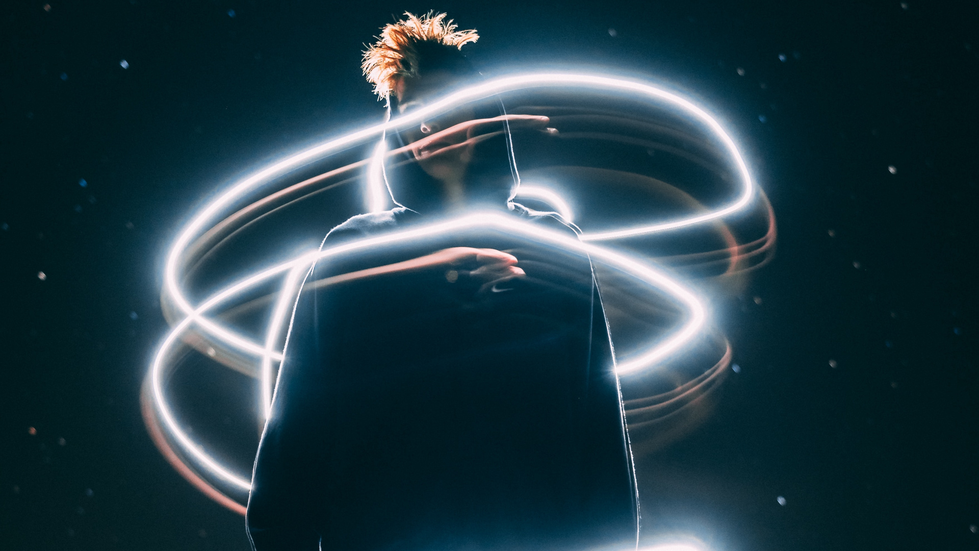 Woman in White Dress With Blue Light. Wallpaper in 1920x1080 Resolution