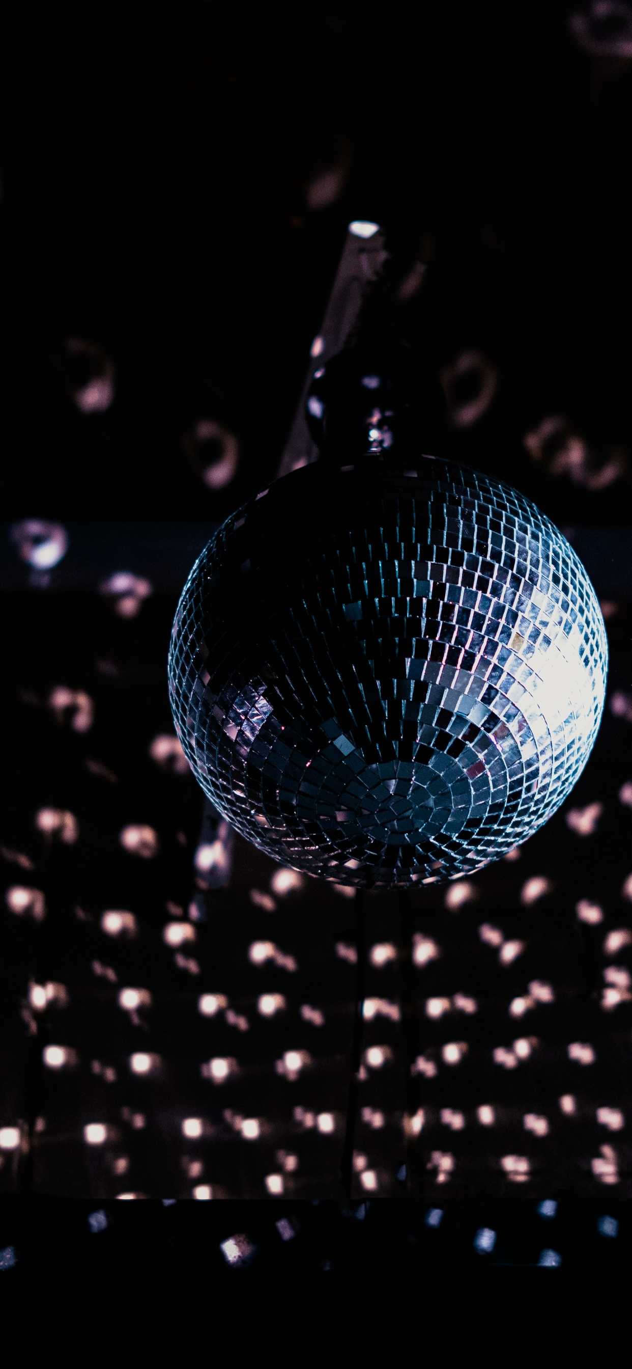 Water, Disco Ball, Darkness, Close Up, Bokeh. Wallpaper in 1242x2688 Resolution