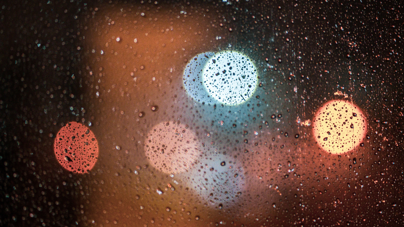 Water Droplets on Glass Window. Wallpaper in 1366x768 Resolution
