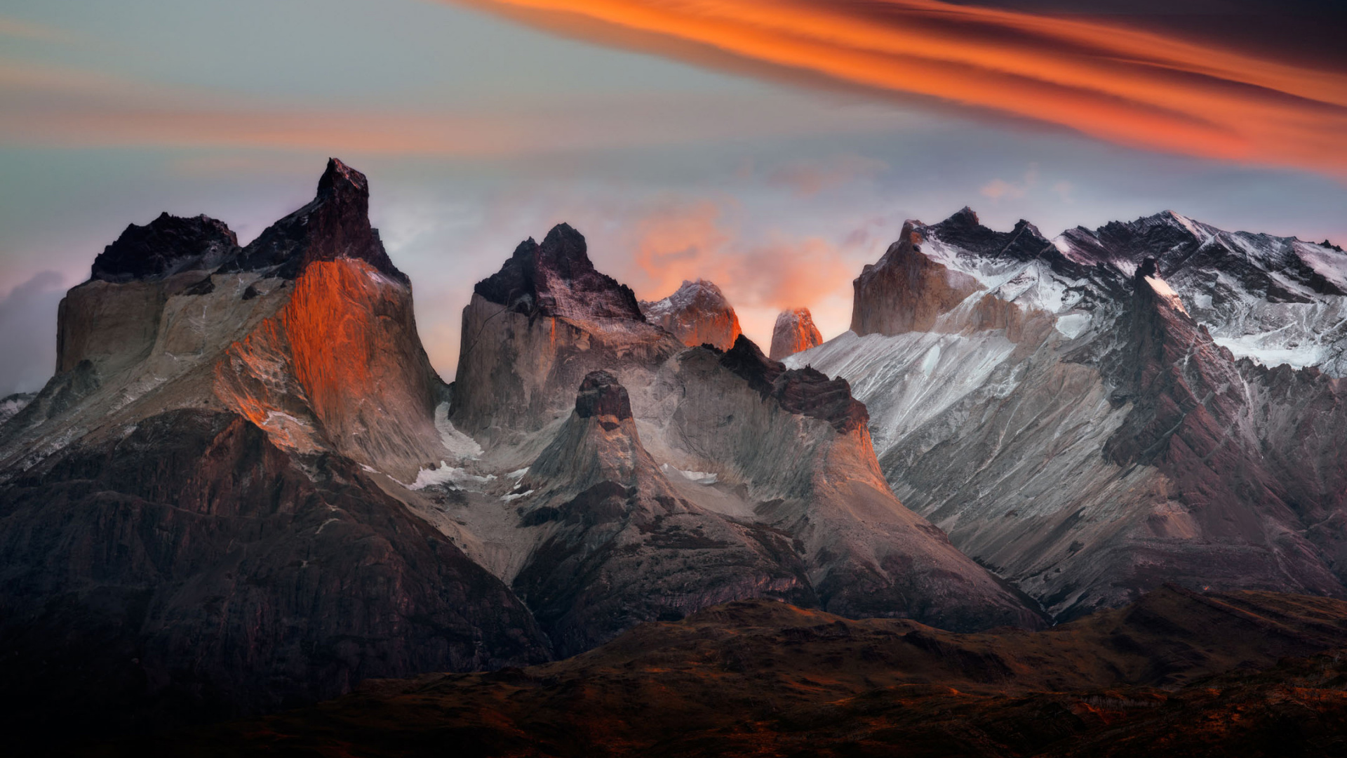 Snow Covered Mountain During Sunset. Wallpaper in 1920x1080 Resolution