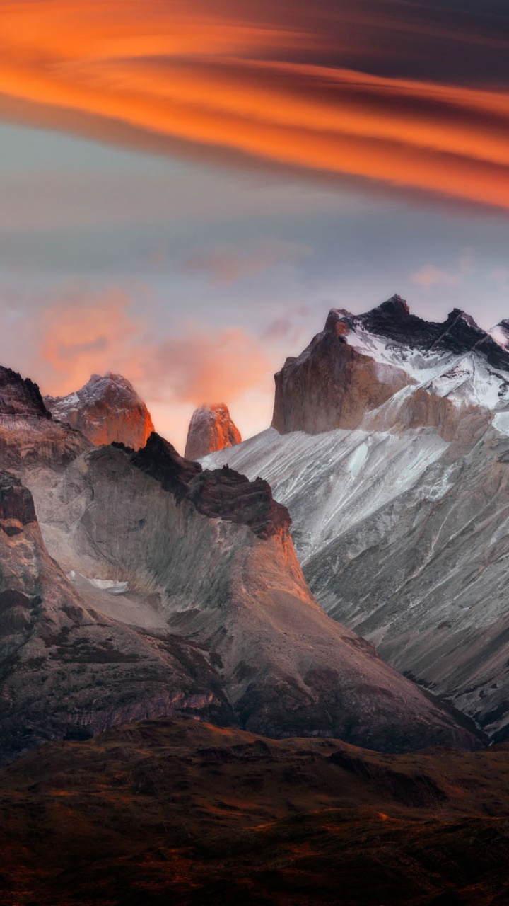 Snow Covered Mountain During Sunset. Wallpaper in 720x1280 Resolution