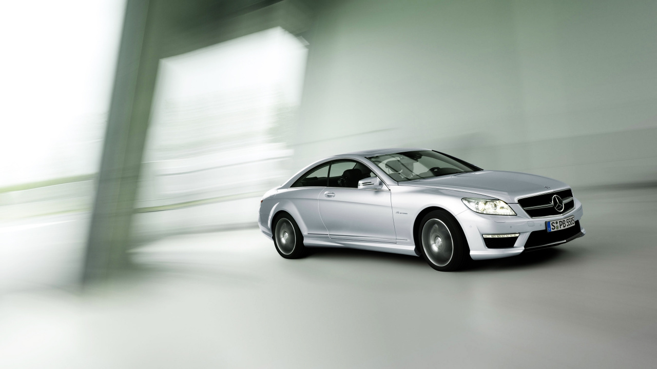 Gray Mercedes Benz Coupe on a Gray Road. Wallpaper in 1280x720 Resolution