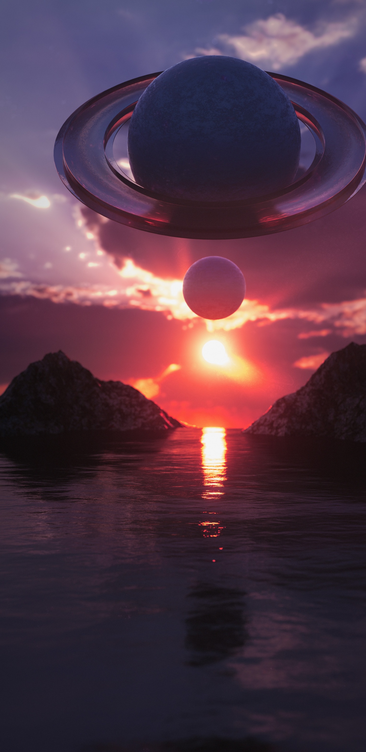 Afterglow, Water, Cloud, Atmosphere, Water Resources. Wallpaper in 1440x2960 Resolution