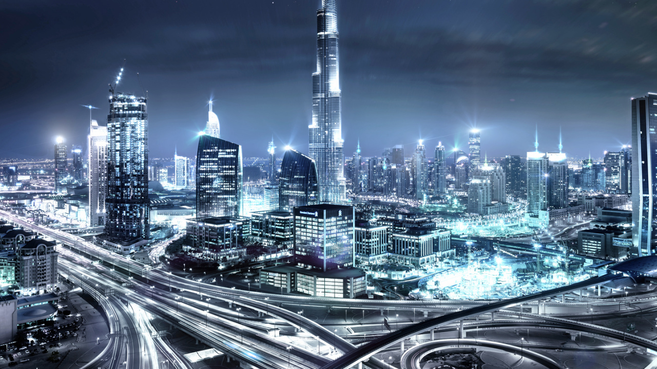 City Buildings During Night Time. Wallpaper in 1280x720 Resolution