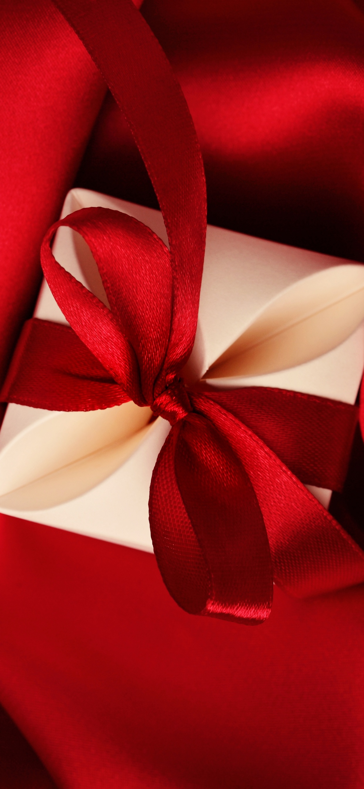Gift, Valentines Day, Red, Satin, Textile. Wallpaper in 1242x2688 Resolution