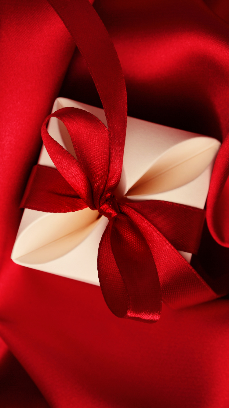 Gift, Valentines Day, Red, Satin, Textile. Wallpaper in 750x1334 Resolution