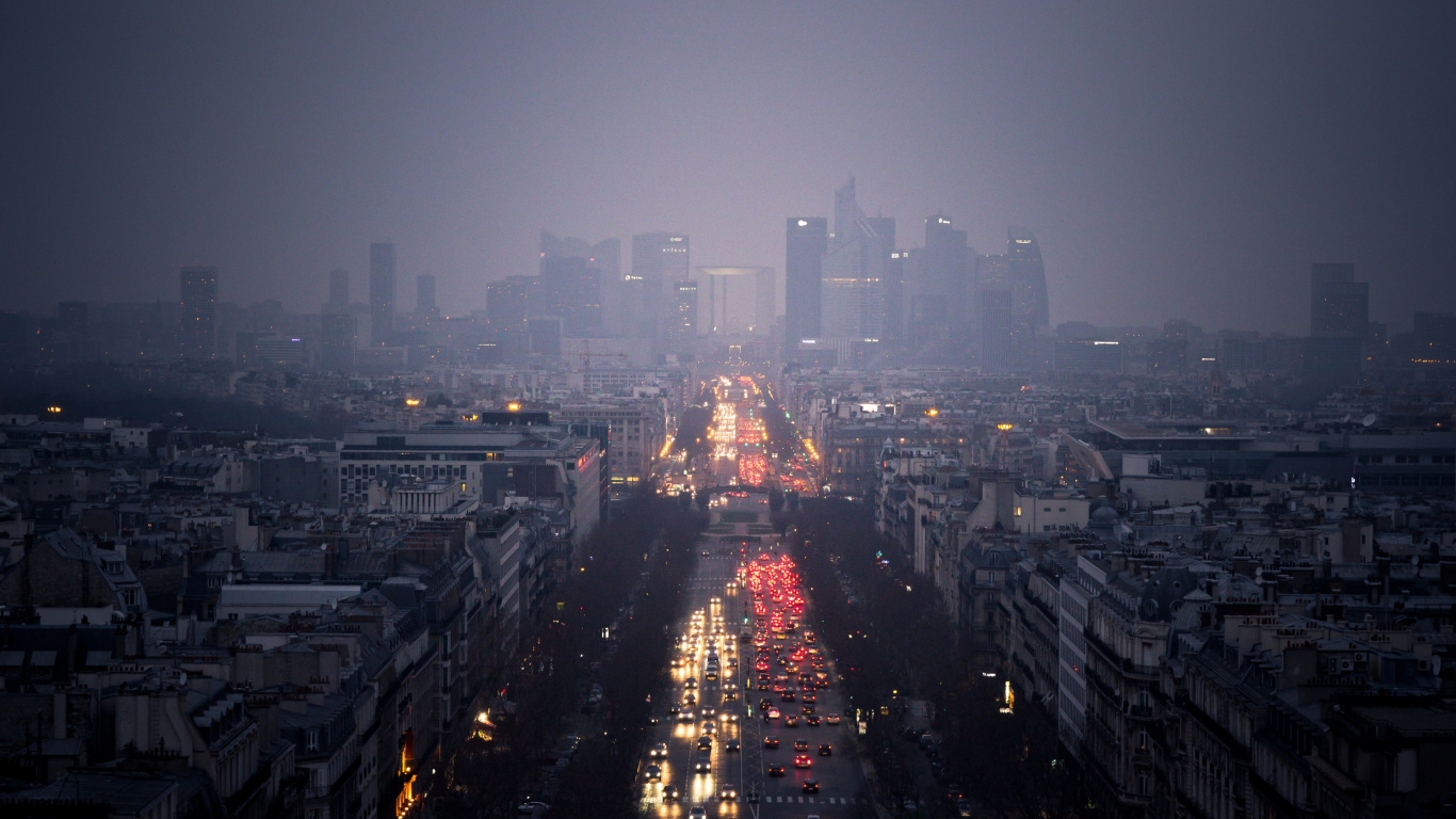 Horizonte de la Ciudad Durante la Noche. Wallpaper in 1366x768 Resolution