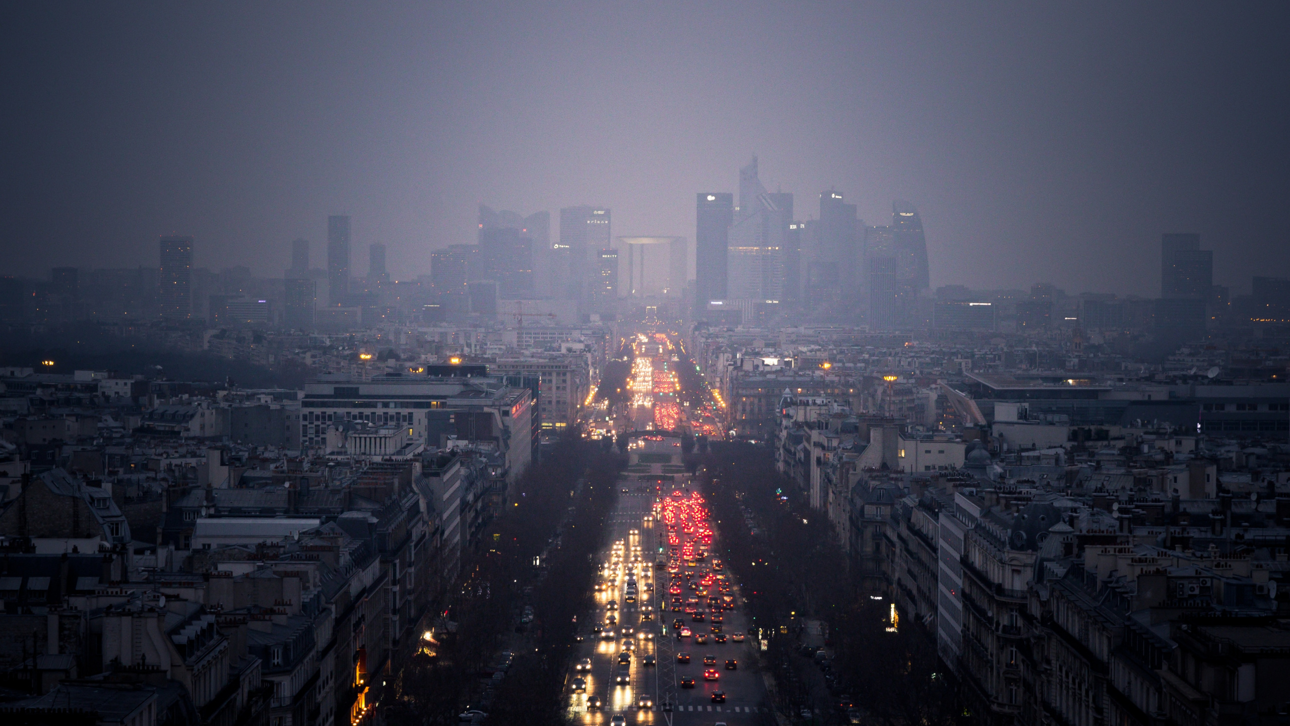 Skyline Der Stadt Bei Nacht Night. Wallpaper in 2560x1440 Resolution