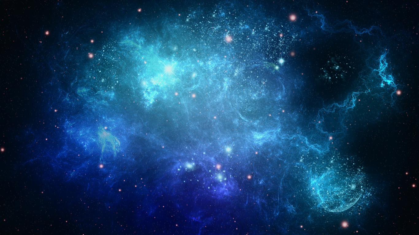 Blue and White Galaxy Illustration. Wallpaper in 1366x768 Resolution