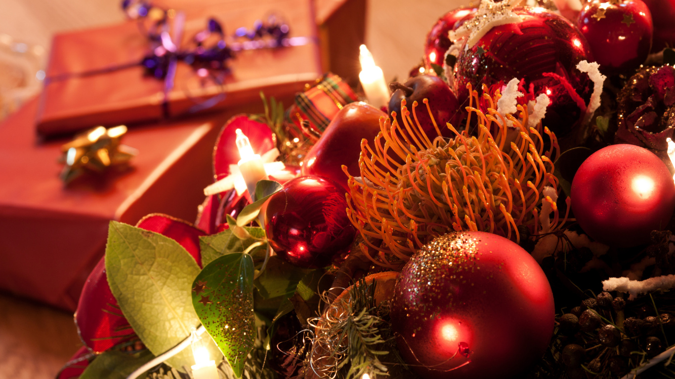 Neujahr, Weihnachten, Weihnachtsbaum, Christmas Ornament, Weihnachtsdekoration. Wallpaper in 1366x768 Resolution