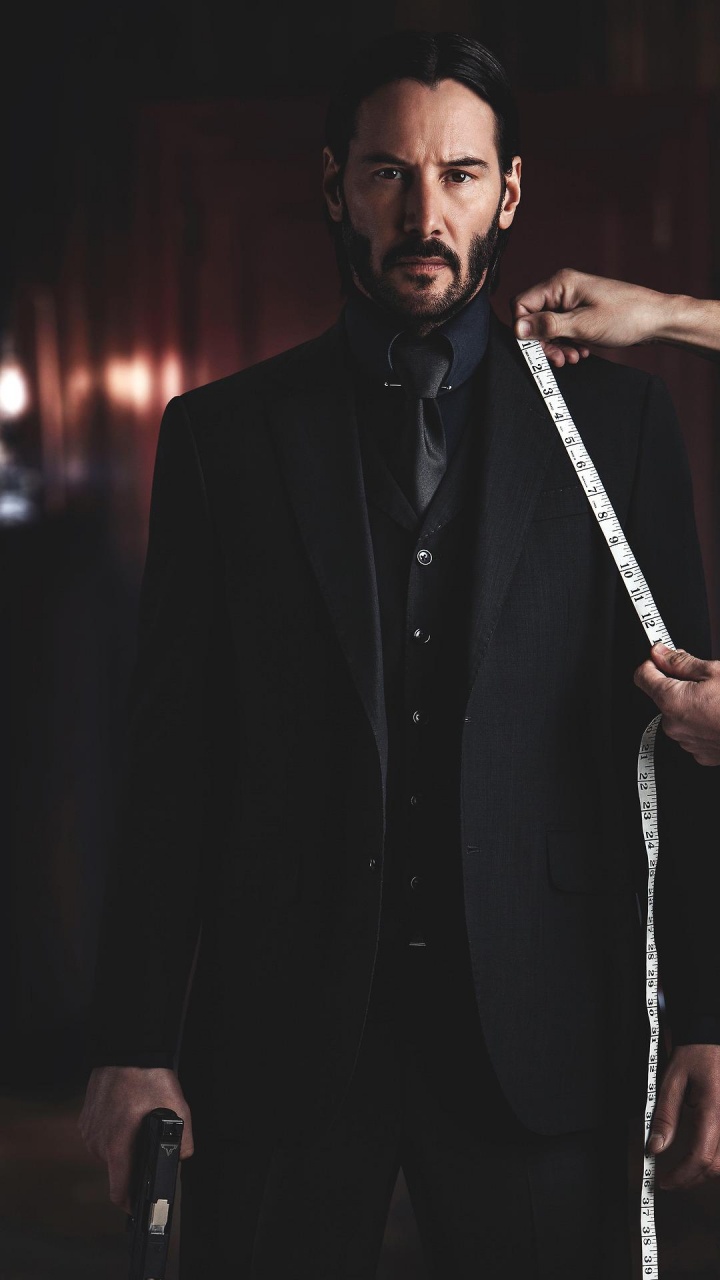 Costume John Wick, Keanu Reeves, John Wick, Affiche de John Wick 2, Manche. Wallpaper in 720x1280 Resolution