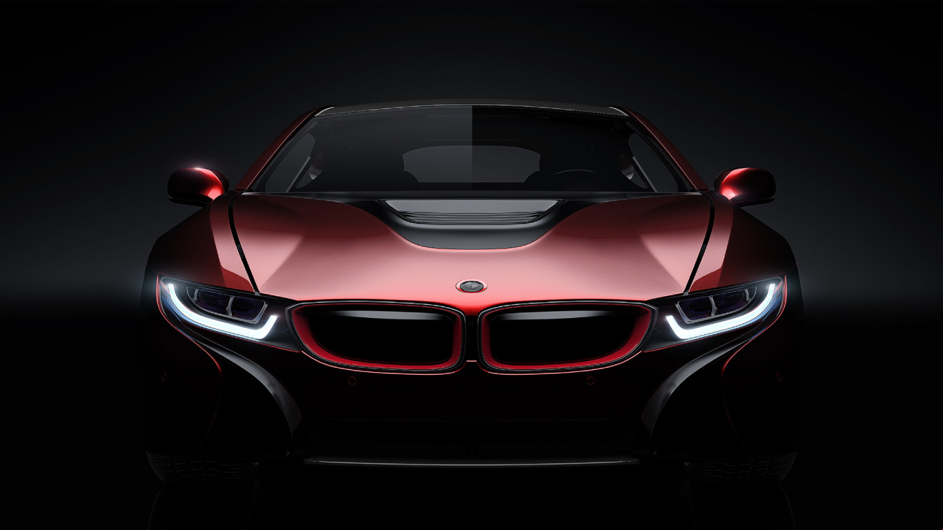 Red Ferrari 458 Italia on Black Background. Wallpaper in 1366x768 Resolution