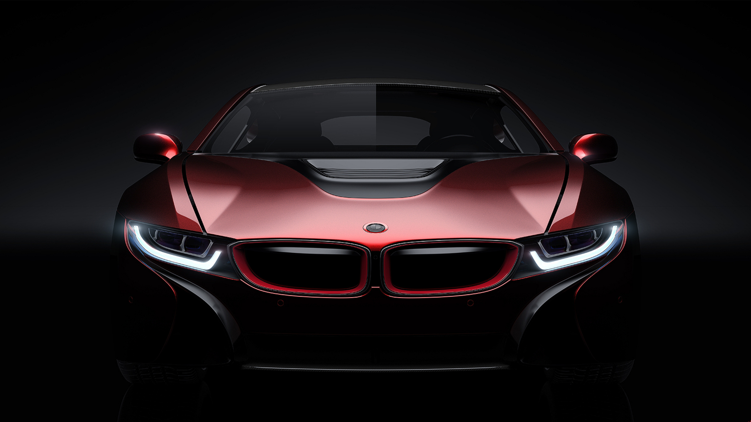 Red Ferrari 458 Italia on Black Background. Wallpaper in 2560x1440 Resolution