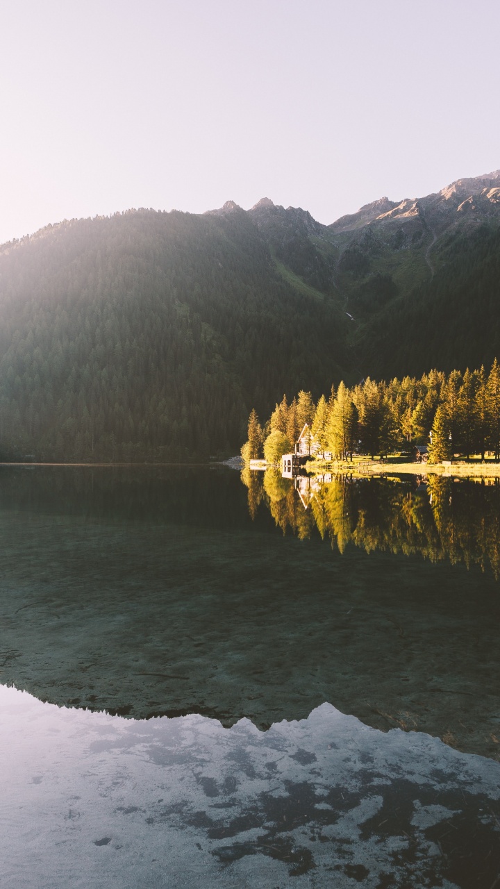 Still Body of Water, Body of Water, Water, Mountain, Plant. Wallpaper in 720x1280 Resolution