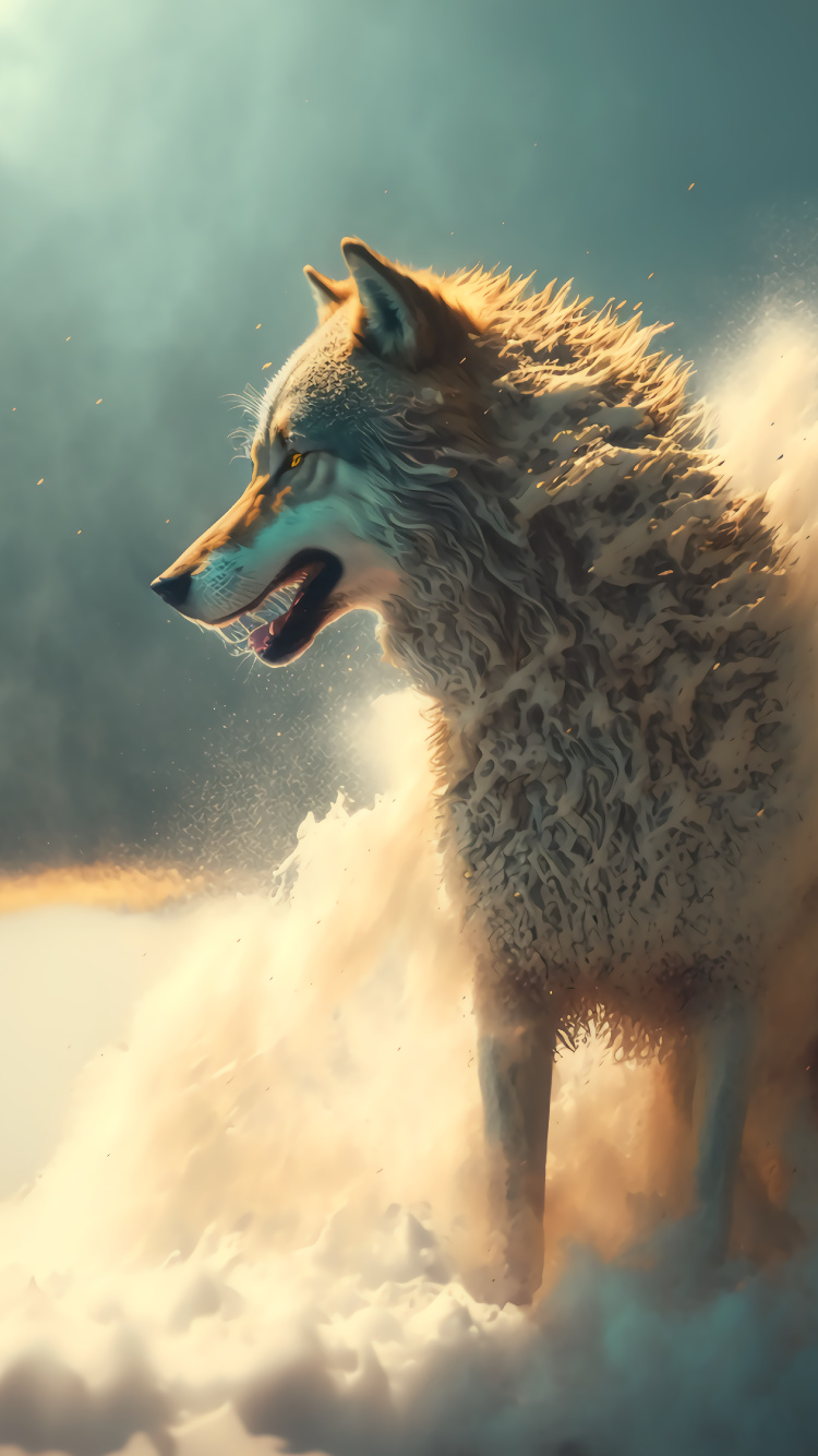 Papier Peint Loup, Carnivores, Nature, Mâchoire, Moustache. Wallpaper in 750x1334 Resolution
