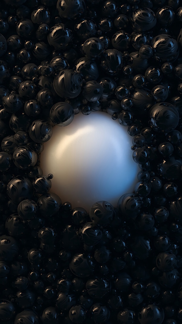 Boule Ronde Blanche Sur Textile Noir. Wallpaper in 720x1280 Resolution