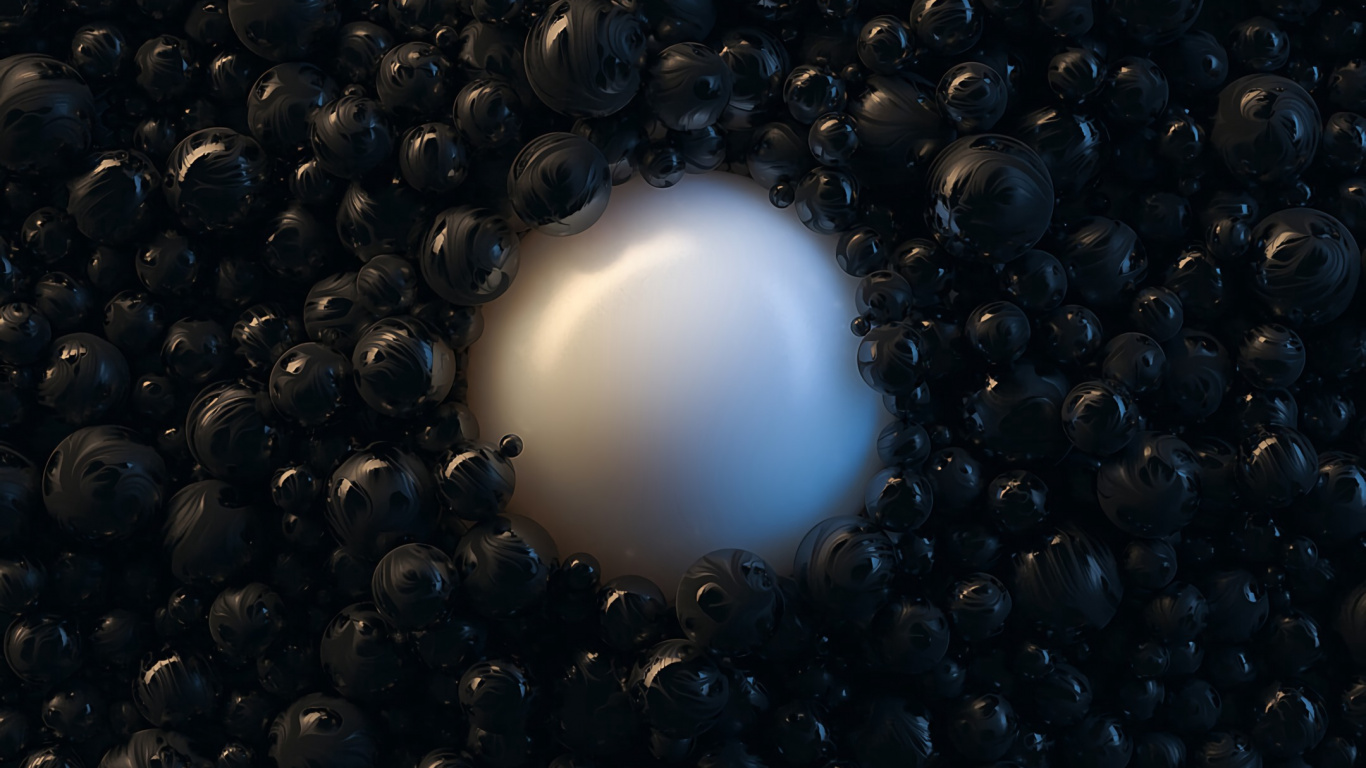 White Round Ball on Black Textile. Wallpaper in 1366x768 Resolution