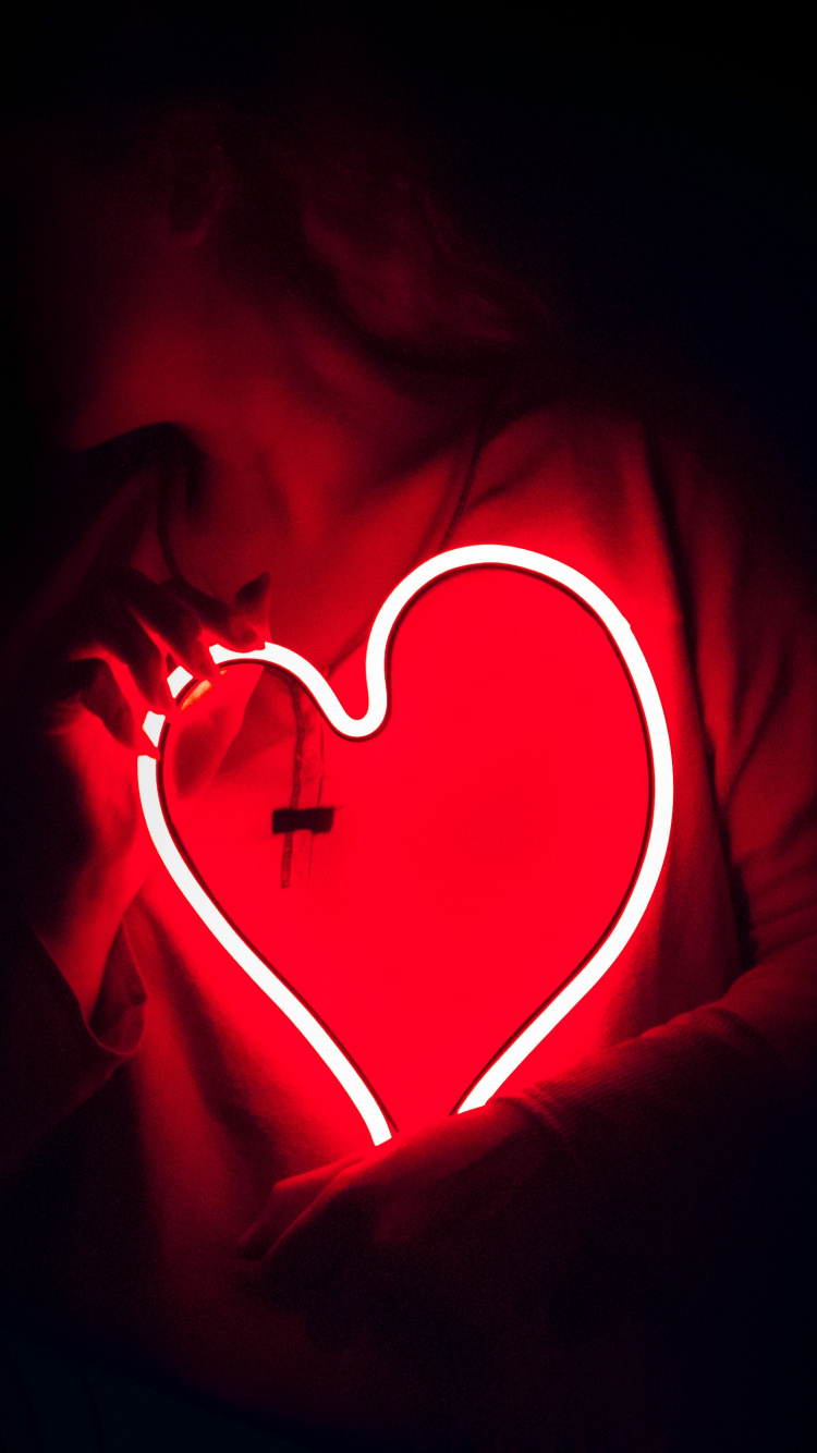 心脏, 红色的, 爱情, 光, 器官 壁纸 750x1334 允许