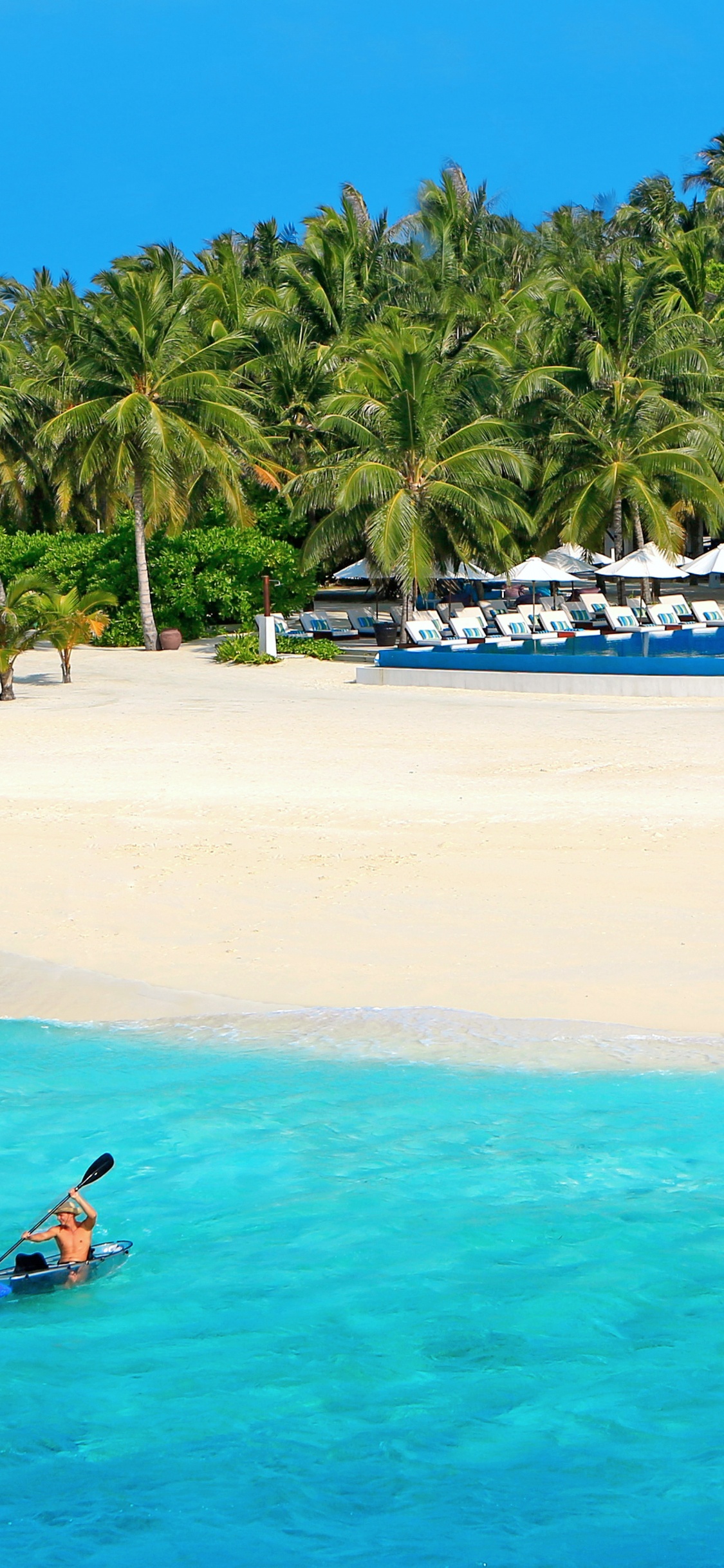 Mujer en Traje de Baño Azul Nadando en el Mar Azul Durante el Día. Wallpaper in 1125x2436 Resolution