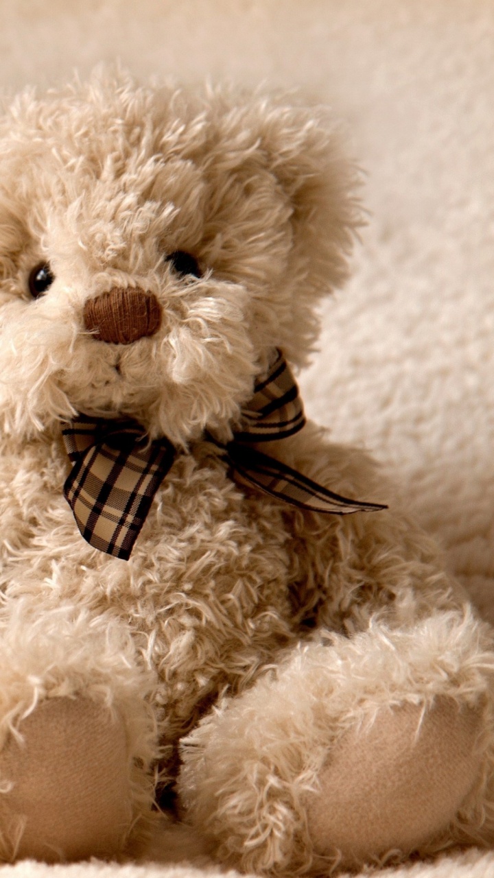 White Teddy Bear on White Textile. Wallpaper in 720x1280 Resolution