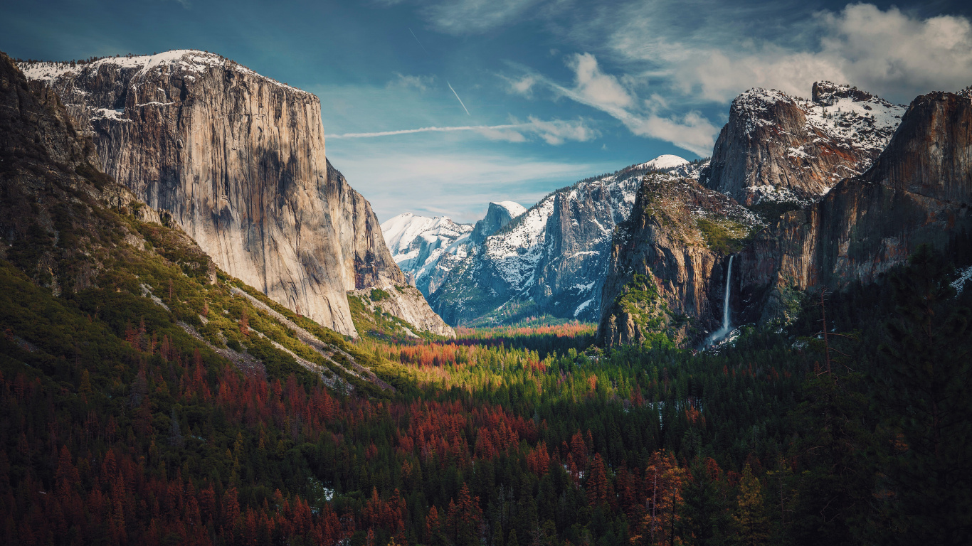 Yosemite National Park, USA, Yosemite Valley, Yosemite Falls, Yosemite-Dorf. Wallpaper in 1366x768 Resolution