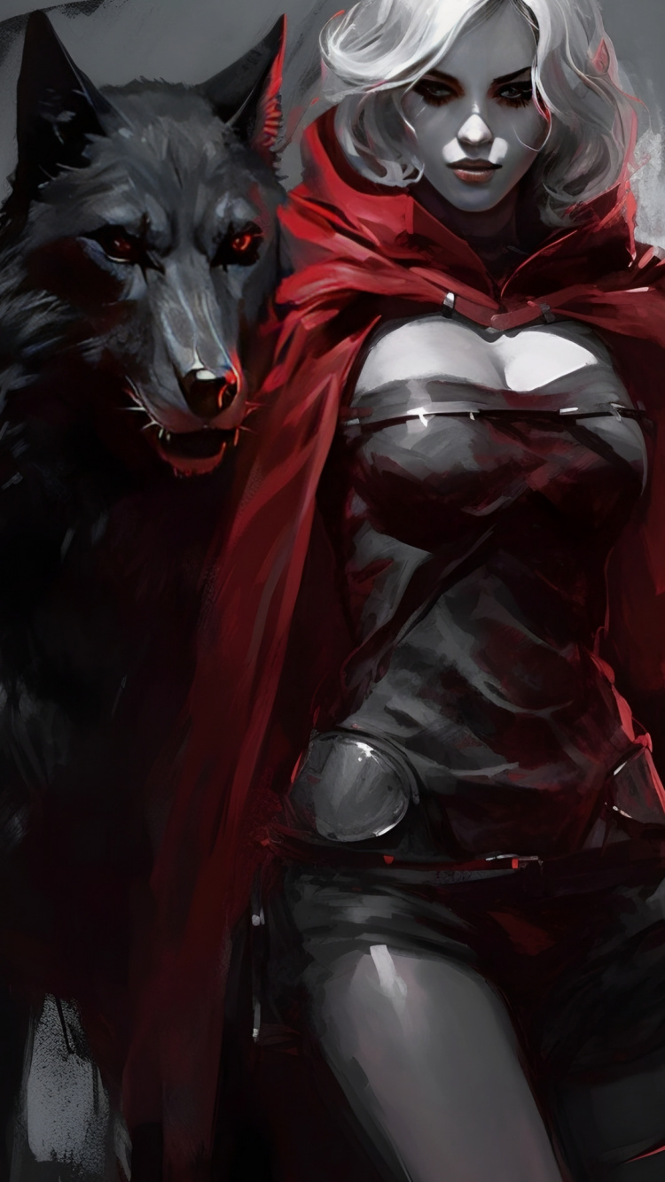 Cosplay, Little Red Riding Hood, Erzählung, Wolf. Wallpaper in 750x1334 Resolution