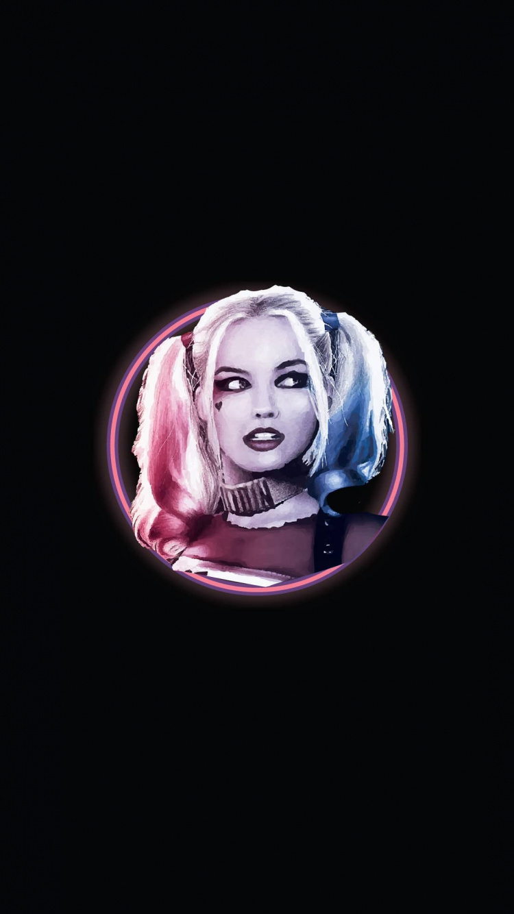 dc Comics, Harley Quin, Kopf, Auge, Purpur. Wallpaper in 750x1334 Resolution