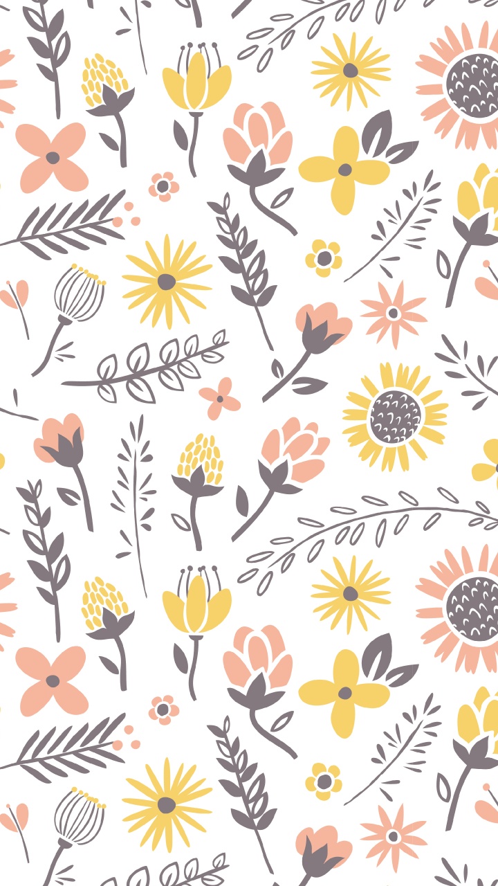 Textil Floral Blanco Amarillo y Marrón. Wallpaper in 720x1280 Resolution