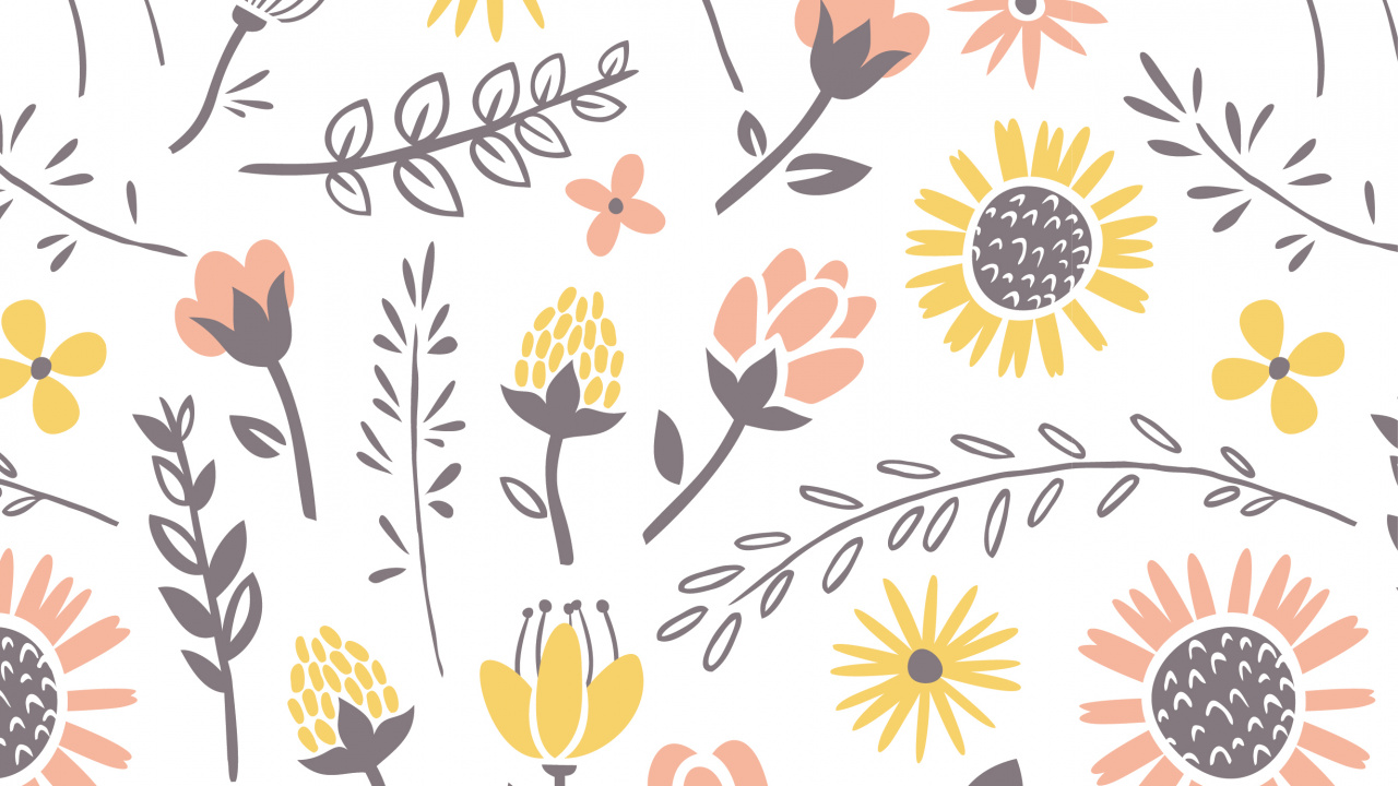 Textile Floral Blanc Jaune et Marron. Wallpaper in 1280x720 Resolution
