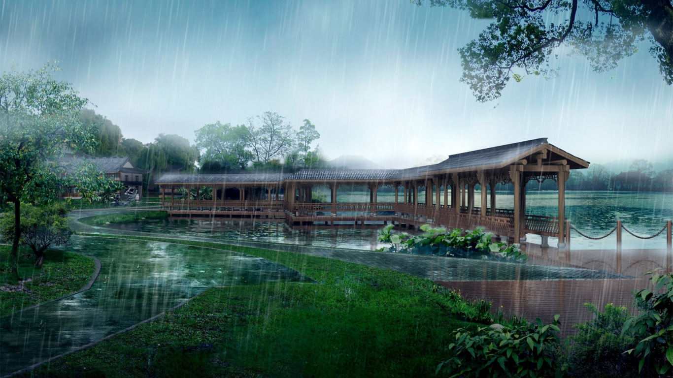 Pont en Béton Brun Au-dessus de la Rivière. Wallpaper in 1366x768 Resolution