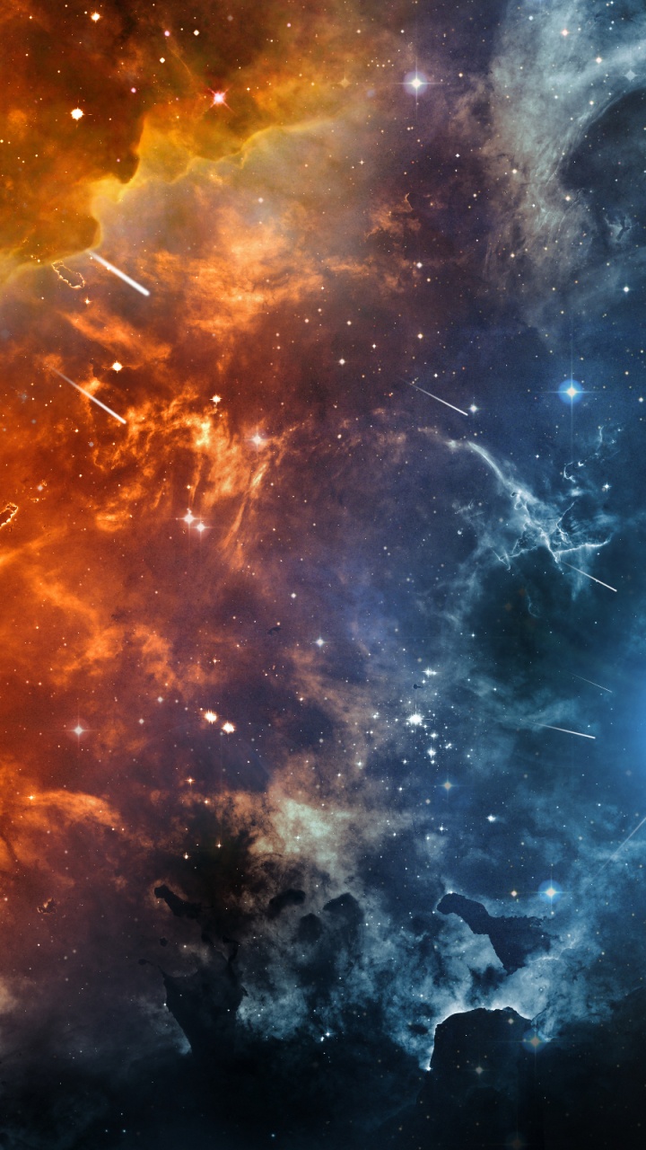 Blaue Und Orange Galaxie Abbildung. Wallpaper in 720x1280 Resolution