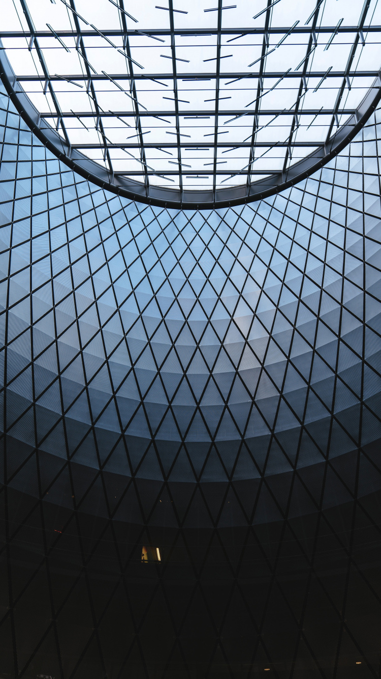 Edificio de Vidrio Con Marco de Metal Negro. Wallpaper in 750x1334 Resolution