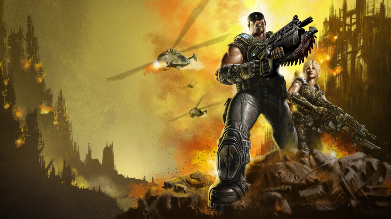 Marcus Fenix, Gears of War 3, pc Game, Strategy Video Game, Games. Wallpaper in 1366x768 Resolution