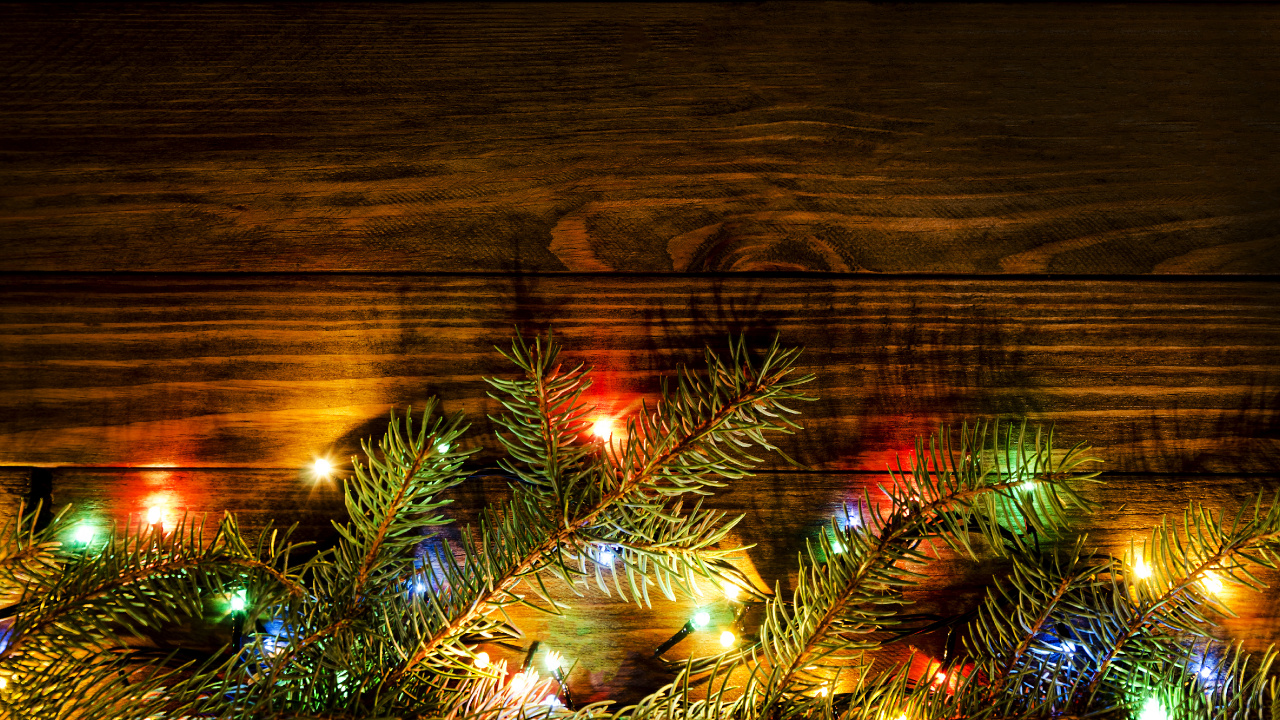 Weihnachten, Weihnachtsbeleuchtung, Baum, Licht, Nacht. Wallpaper in 1280x720 Resolution