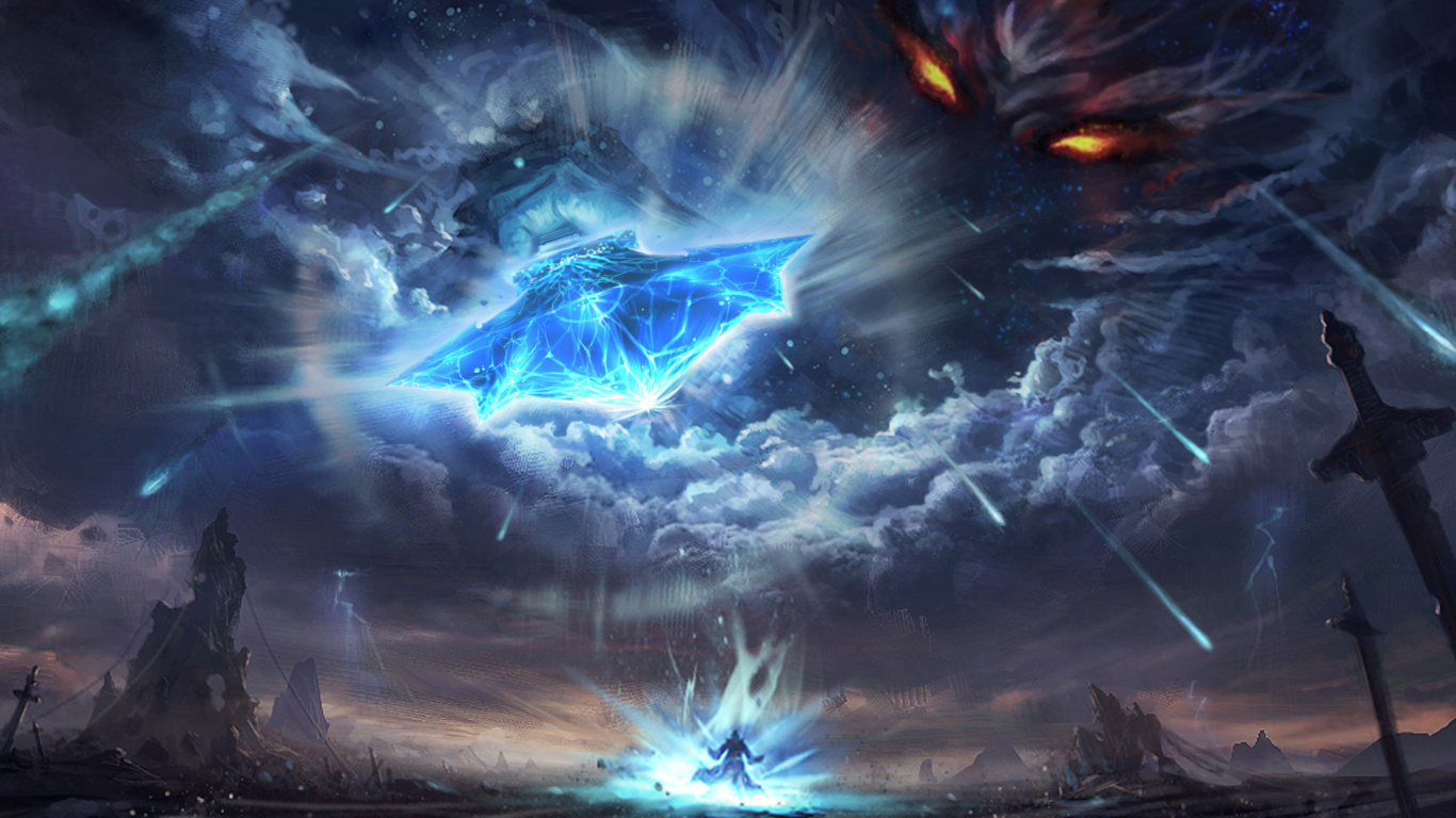 Blue and White Lightning Illustration. Wallpaper in 1366x768 Resolution