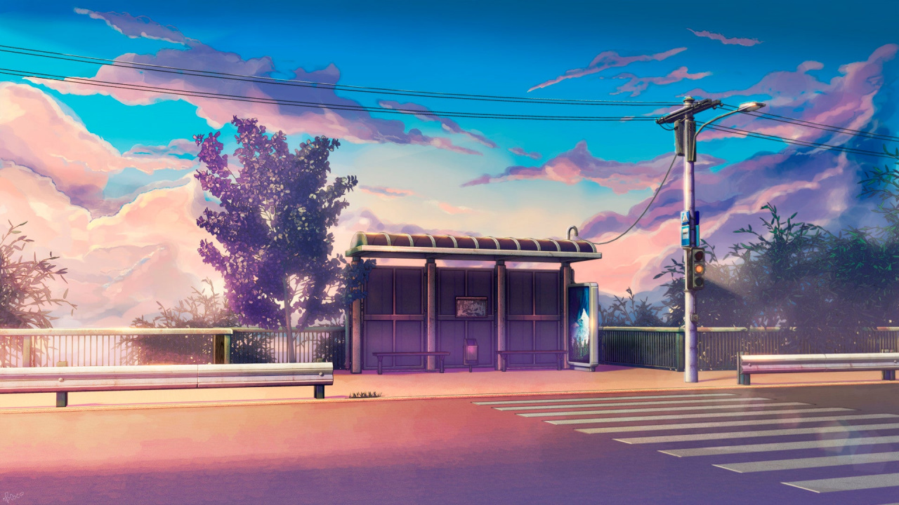 Bus, Ambiente, Morado, Atardecer, Fila. Wallpaper in 1280x720 Resolution